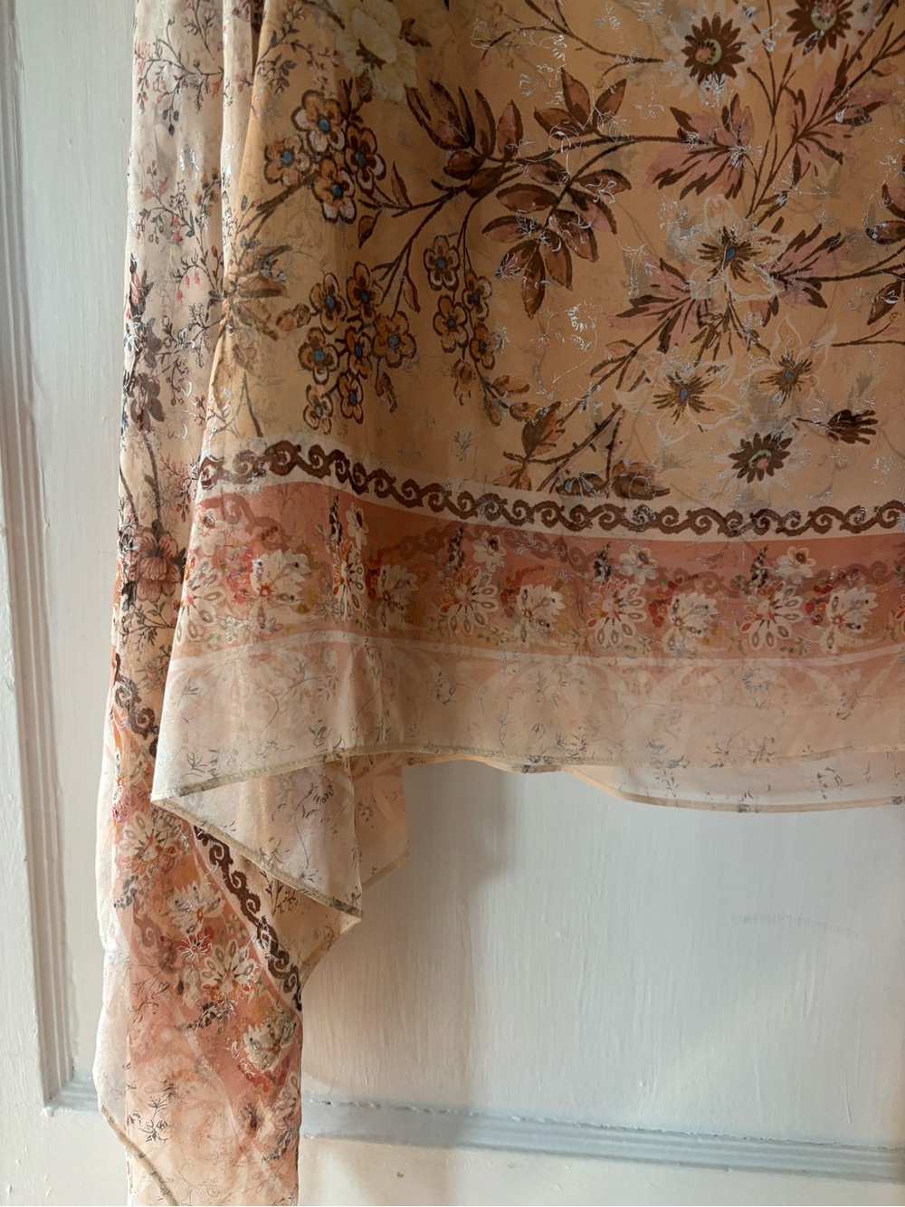 Etro Peach Floral Sheer Tunic with Metallic Accents - Picture 3 of 6
